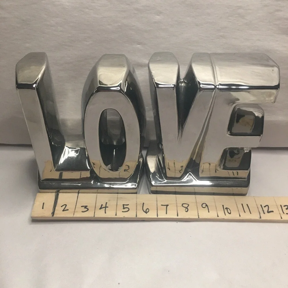 PIER 1 Imports LOVE Bookends Mirrored Silver Valentine's Gift Read Description